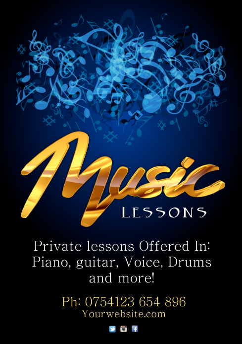 Music Lessons poster Template | PosterMyWall
