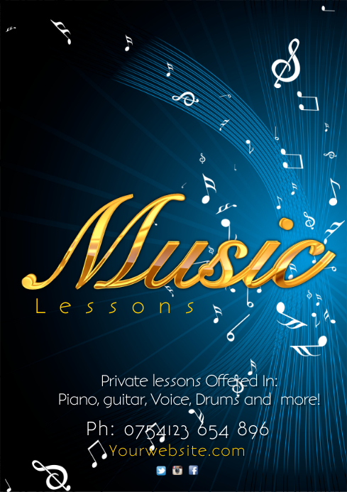 Music Lessons Poster Template | PosterMyWall
