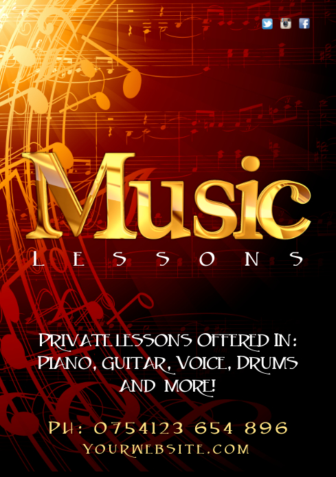 Music Lessons Poster Template | PosterMyWall