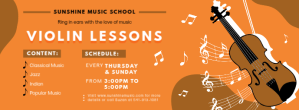Orange Violin Lessons Facebook Cover Photo Template
