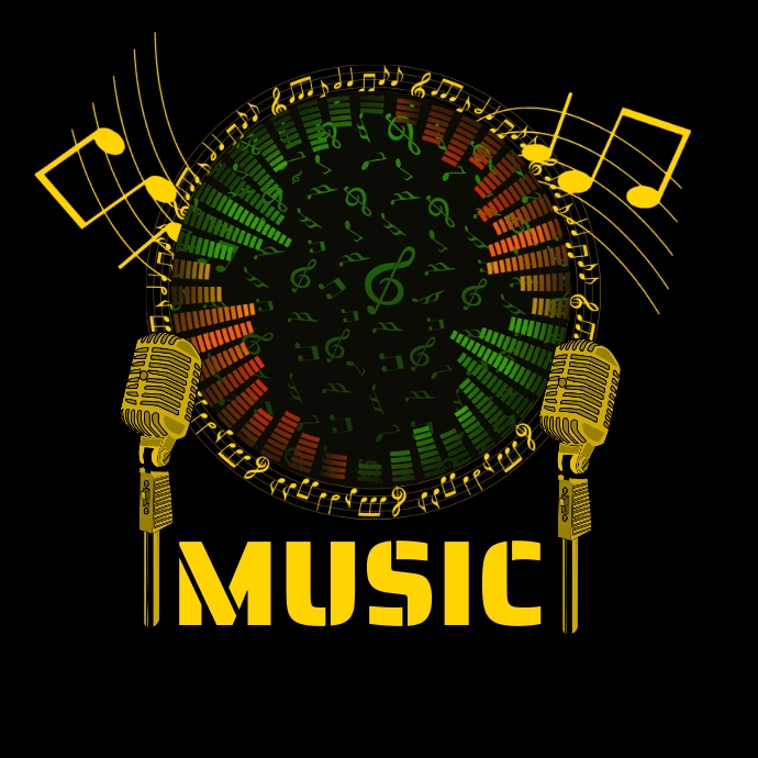 Music logo, guitar logo, music 3d gold logo Logótipo template
