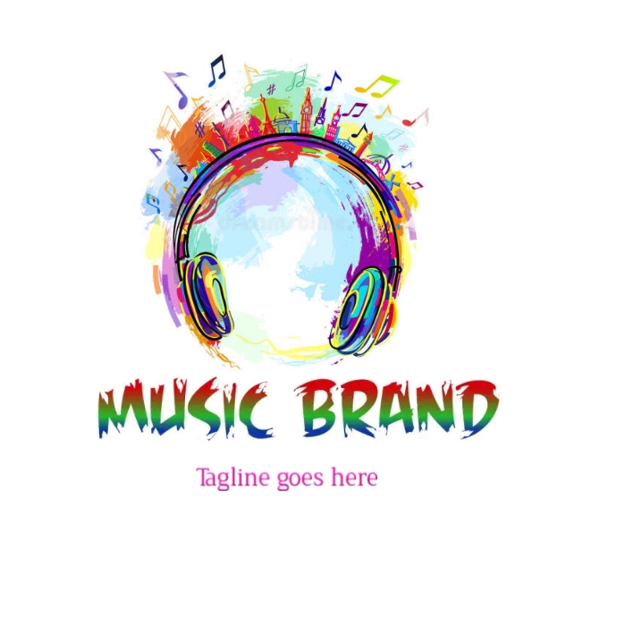 Music logo,music 3d logo,watercolor logo template