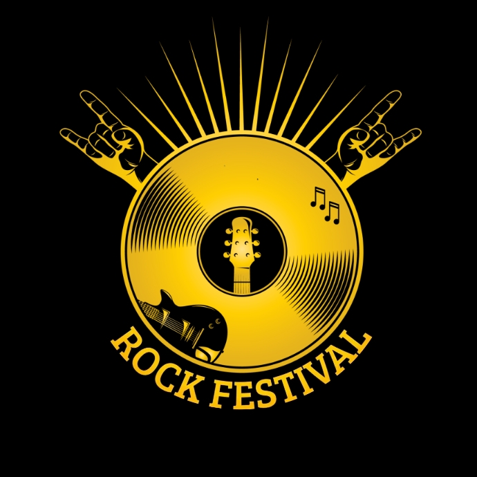 Music logo, guitar logo, music 3d gold logo template