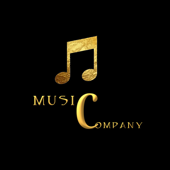 Music logo, guitar logo, music 3d gold logo template