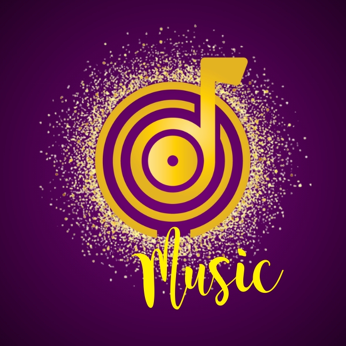 Music logo, guitar logo, music 3d gold logo template