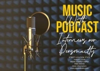 podcast interviews flyers Carte postale template