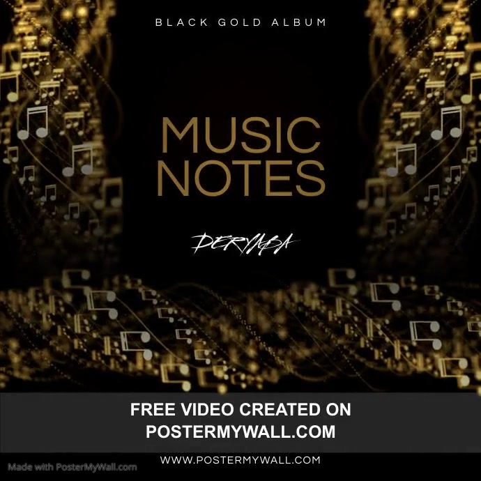 Music Musical Notes Gold Video Album Cover Template | PosterMyWall