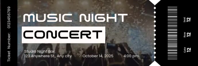 Music Night Concert Ticket Twitter Banner template