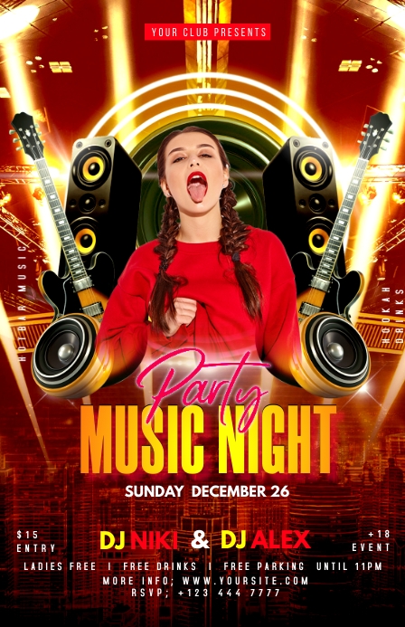 MUSIC NIGHT Half Page Wide template