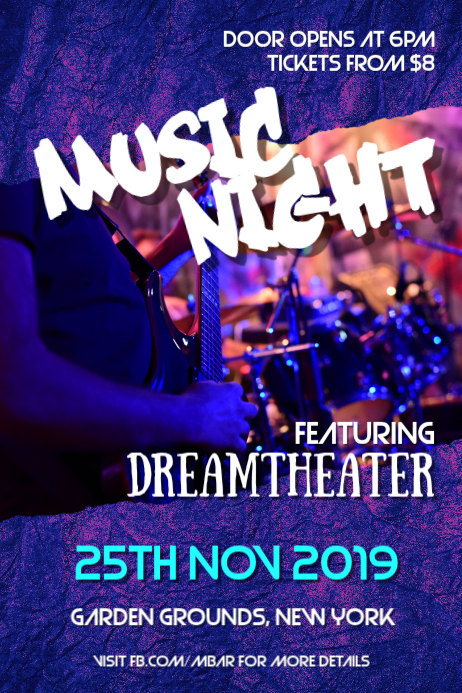 Blue Music Night Event Posters Template | PosterMyWall