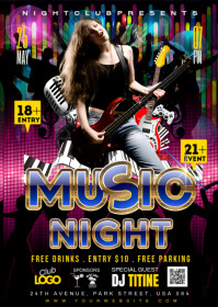 music night A6 template