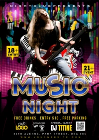 music night A6 template