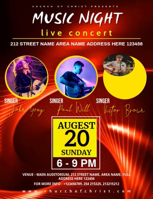Musical Night Program Card Design Red Music Night Event Flyers Template | PosterMyWall