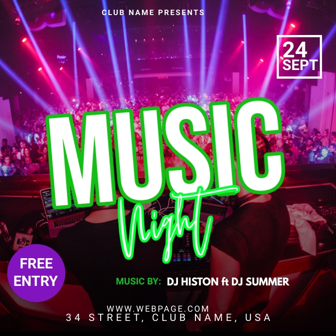 Musical Night Program Card Design MUSIC NIGHT PARTY Template | PosterMyWall