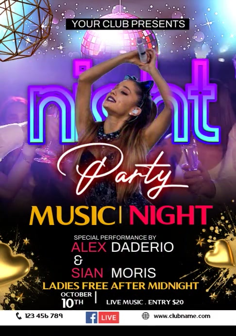 Musical Night Program Card Design Music Night Party Template | PosterMyWall