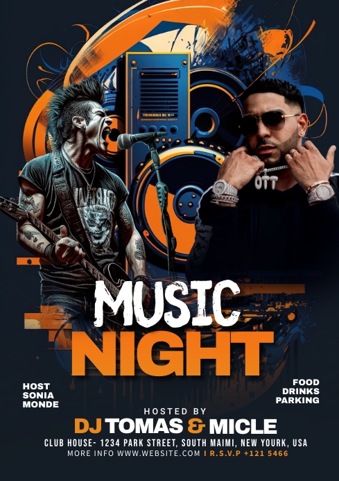 Musical Night Program Card Design Black Music Night Event A3 Template | PosterMyWall