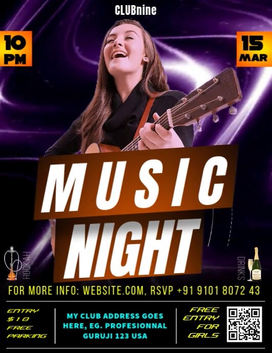 Musical Night Program Card Design music night party Template | PosterMyWall