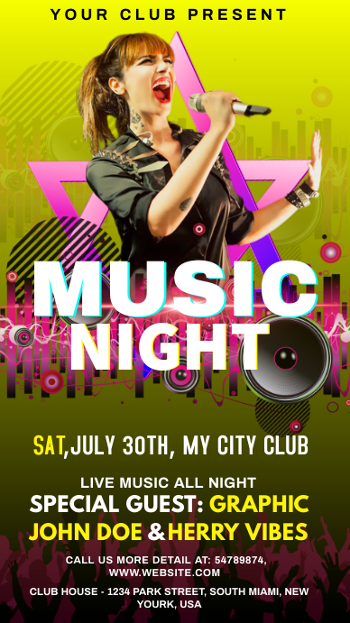 music night party flyer Ecrã digital (9:16) template