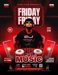 สีดำ Friday Night Music Party Volantino Template
