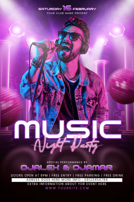 Music Night Party Posters Template | PosterMyWall