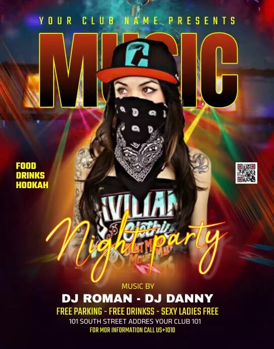 Music night party video flyer 海报/墙板 template