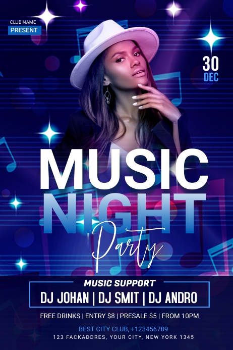 Musical Night Program Card Design Music Night Poster Template | PosterMyWall