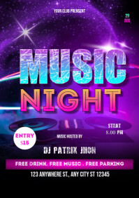 Music night poster A4 template
