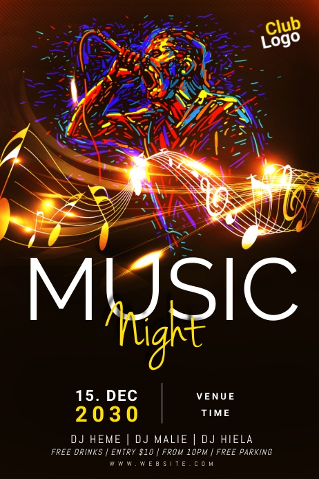 Musical Night Program Card Design Plantilla de Cartel Nocturno de Música | PosterMyWall
