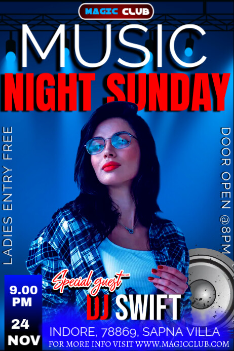 MUSIC NIGHT SUNDAY Poster template