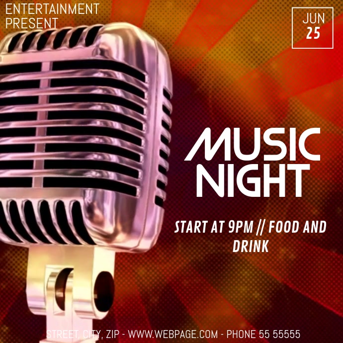 Music night video flyer template PosterMyWall
