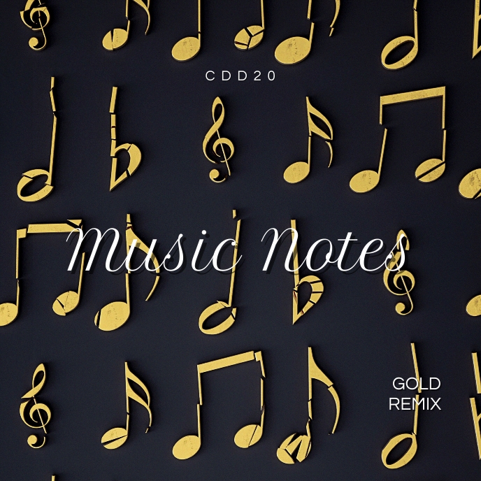 Music Notes Gold Simple CD Cover Music Template | PosterMyWall