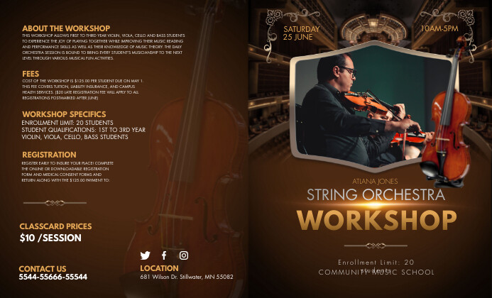 Music Opera Workshop Informational Trifold Br Template | PosterMyWall