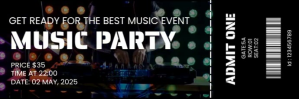 Music Party Admission Ticket Encabezado de Twitter template