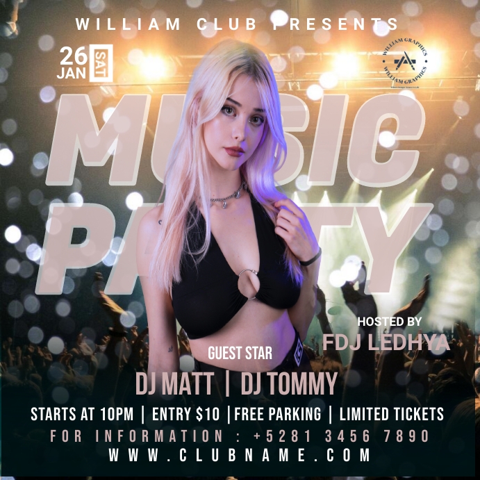 Music Party Publicação no Instagram template