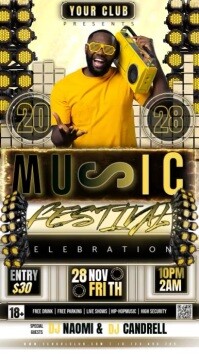 Music Party Event Fest Yellow Design Template Instagram Story