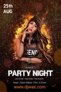 music party flyer design fire effects video Poster template