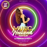 music party night ad design template psd Quadrato (1:1)
