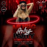 music party night ad red design template psd Quadrat (1:1)