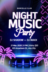Music Party  Party Night  Nightlife Party โปสเตอร์ template