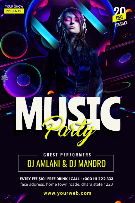 Music Party poster Template | PosterMyWall