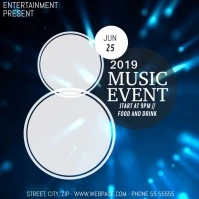 Music party video flyer template Square (1:1)