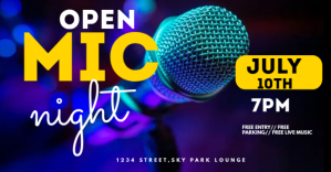 Purple Open Mic Night Event Facebook Shared Image Template