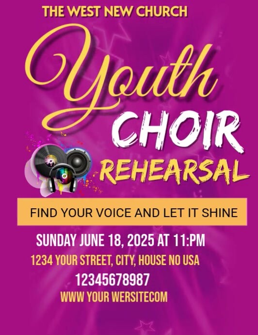 MUSIC REHEARSAL FLYER TEMPLATE Ulotka (US Letter)