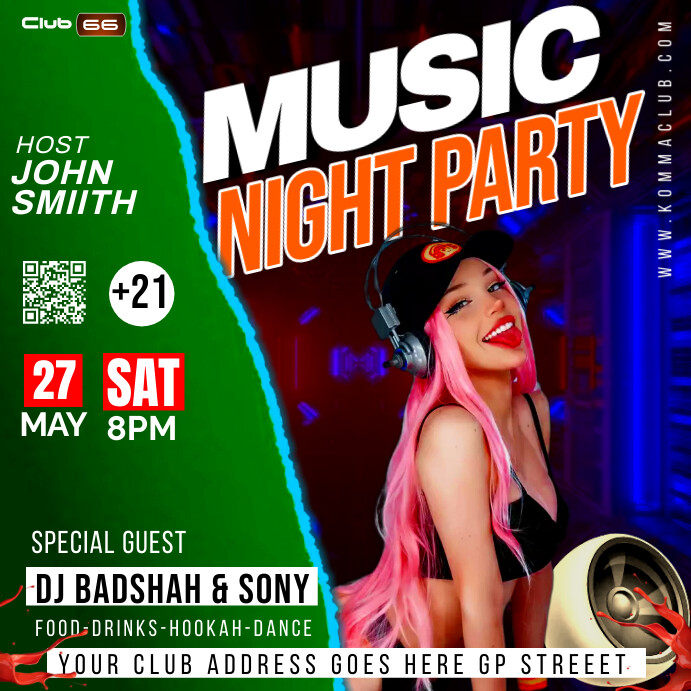 Music retro club Night Party Template | PosterMyWall