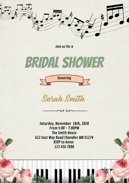 Musik Naik Piano Shower Tema Templat Postermywall