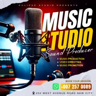 Music sound track recording production studio social media promotion Instagram post flyer template