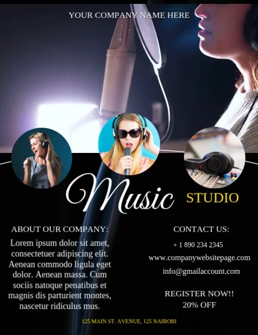 Music studio advert poster Template | PosterMyWall