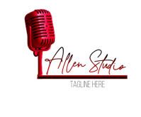 Music studio logo design medium rectangle Mellemstort rektangel template