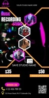 Music studio recording flyer template Bannière rétractable 3 pouces x 6 pouces