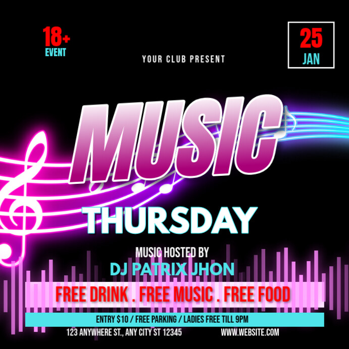 music thursday Wpis na Instagrama template